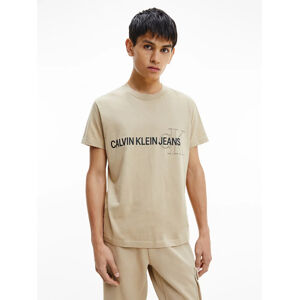 Calvin Klein pánské béžové tričko - S (PF2)
